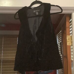 INC International Concepts Black Sleeveless Blouse Suede